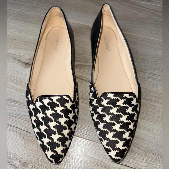 Nine West Shoes - Nine West Black Houndstooth Abay Loarer Flats, Size 8
